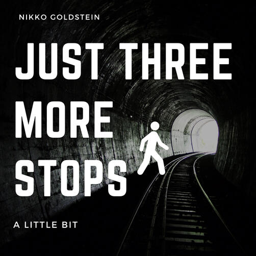 the episode's cover photo- displaying the title and a dark train tack tunnel. a stoplight-person walks towards the exit
